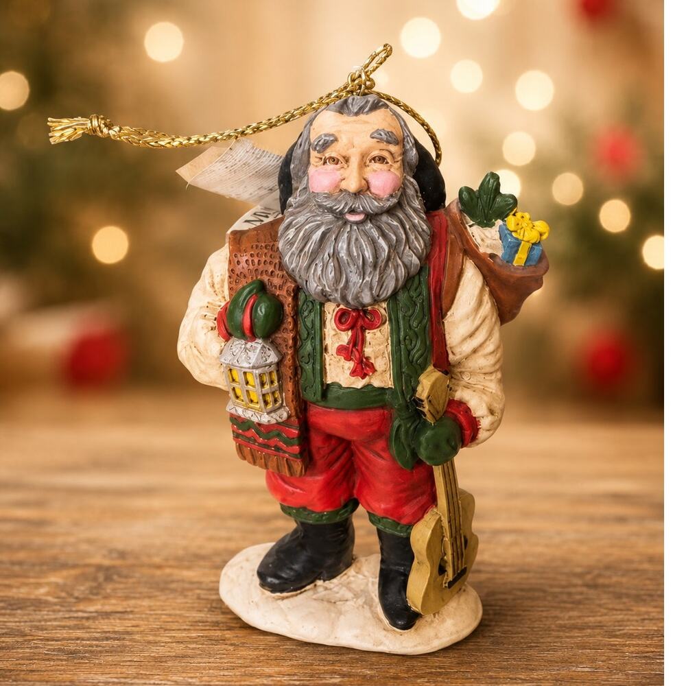 Vintage Midwest Importers España Santa Resin Ornament NOS Christmas Collectible